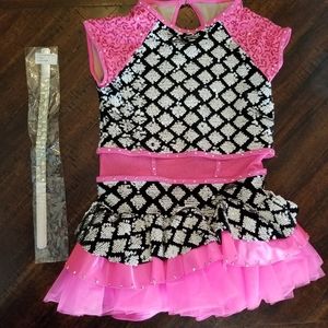 Black Silver and Pink Dance Recital Competition Costume Weissman Size LC